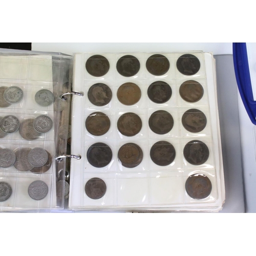 127 - A collection of mainly British pre decimal coins to include pennies, half pennies, shillings, threep... 