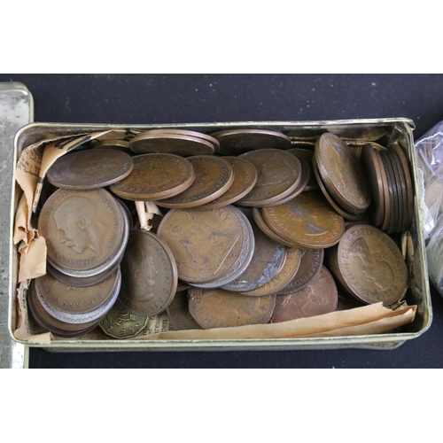 130 - A large collection of coins to include an extensive quantity of British decimal and pre decimal exam... 