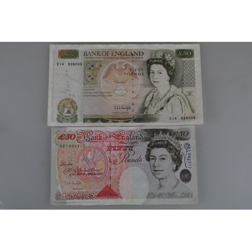 260 - Two British £50 Banknotes in circulated condition.