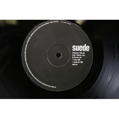 28 - Vinyl & Autograph - 1 album and 1 12” by Suede to include: Coming Up (Original UK 1996 pressing with... 