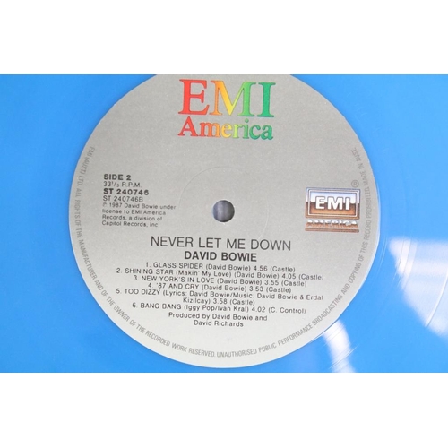 185 - Vinyl - David Bowie, 2 original coloured vinyl albums to include: Never Let Me Down (Australia 1987,... 