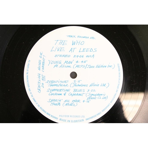 505 - Vinyl - 3 The Who albums to include: Live At Leeds (UK 1st pressing with black text  on sleeve, A 1 ... 