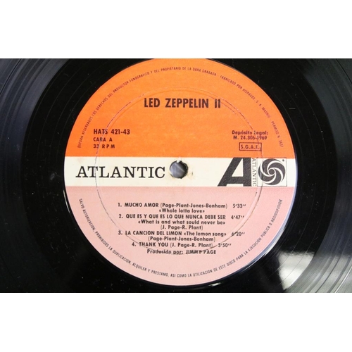 156 - Vinyl - 3 Led Zeppelin LPs to include II (original Spanish pressing on Hispa Vox HAT 421/43) fully l... 