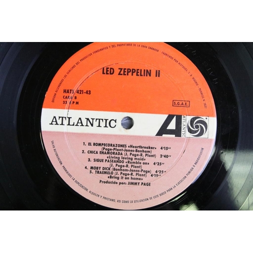 156 - Vinyl - 3 Led Zeppelin LPs to include II (original Spanish pressing on Hispa Vox HAT 421/43) fully l... 