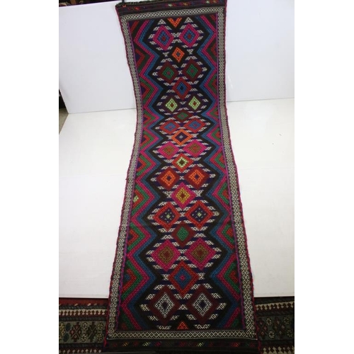 695 - Old Suzni Runner Rug, 316cm x 86cm