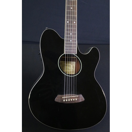 775 - Guitar - Ibanez guitar in black body, model no. TCY10E-BK serial no. 2Y-04 GS170102511