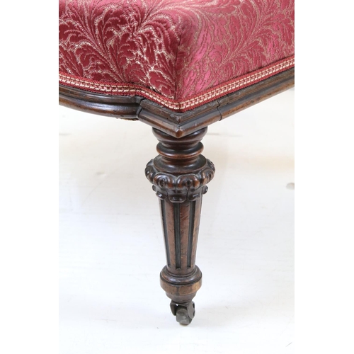 698 - Edwardian Mahogany Nursing Chair, the oval upholstered splat with ribbon carving, upholstered stuff-... 