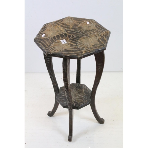 684 - In the manner of Liberty of London, Art Nouveau Octagonal Japanese Table or Stand, with all over car... 