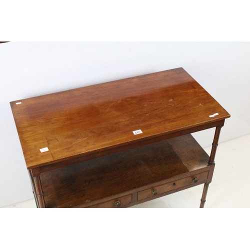 685 - 19th century Mahogany Buffet, the undershelf with two drawers below, raised on turned ringed legs, 7... 