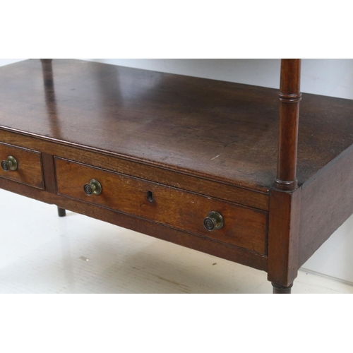 685 - 19th century Mahogany Buffet, the undershelf with two drawers below, raised on turned ringed legs, 7... 