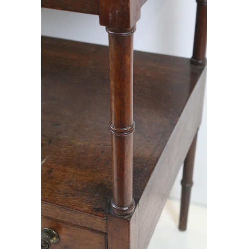 685 - 19th century Mahogany Buffet, the undershelf with two drawers below, raised on turned ringed legs, 7... 