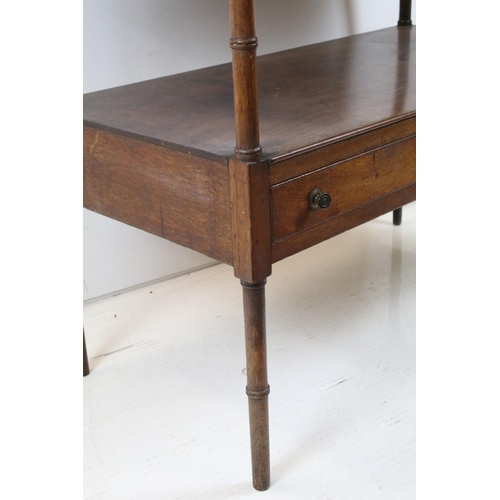 685 - 19th century Mahogany Buffet, the undershelf with two drawers below, raised on turned ringed legs, 7... 