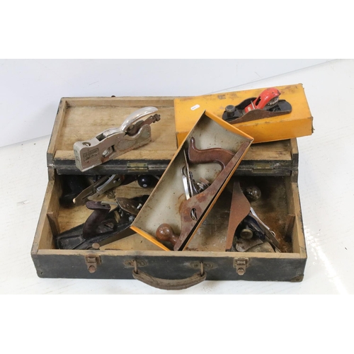 687 - Early 20th century Wooden Carpenter's Tool Box (64cm long x 14cm high) together with a quantity of W... 