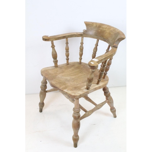 704 - 19th century style Elm Seated and Beech Tub Chair with turned spindle back, 79cm high x 64cm wide