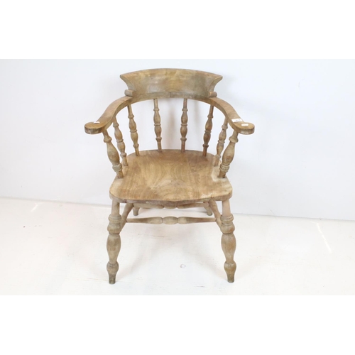 704 - 19th century style Elm Seated and Beech Tub Chair with turned spindle back, 79cm high x 64cm wide