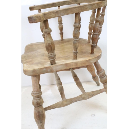 704 - 19th century style Elm Seated and Beech Tub Chair with turned spindle back, 79cm high x 64cm wide