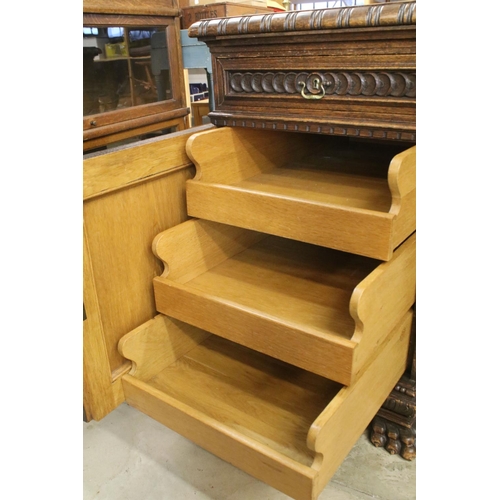 705 - 19th century Dark Oak Twin Pedestal Desk with three carved front drawers, each pedestal with heavily... 