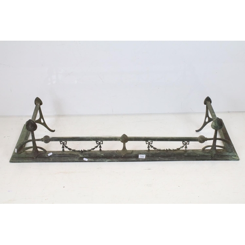 710 - Art Nouveau Brass Fire Fender, 133cm long x 27cm high