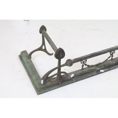 710 - Art Nouveau Brass Fire Fender, 133cm long x 27cm high