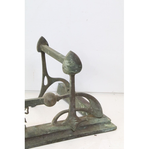 710 - Art Nouveau Brass Fire Fender, 133cm long x 27cm high