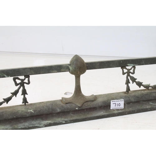 710 - Art Nouveau Brass Fire Fender, 133cm long x 27cm high