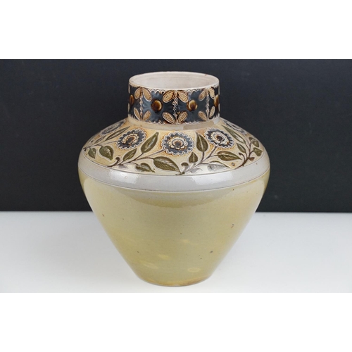 12 - Martin Brothers stoneware vase by Robert Wallace Martin, with incised floral decoration, dated 3.2.8... 