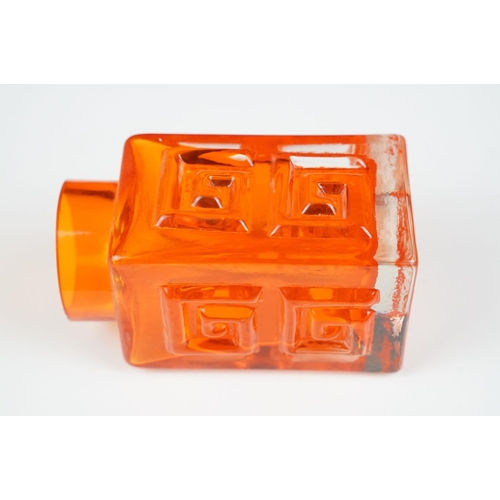 13 - Whitefriars Greek Key vase in the Tangerine colourway, from Geoffrey Baxter's textured glass range, ... 