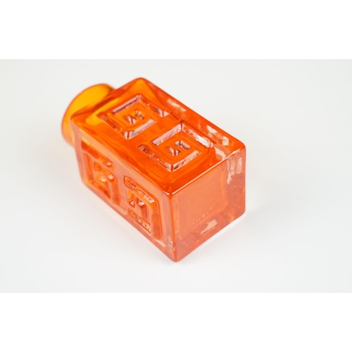 13 - Whitefriars Greek Key vase in the Tangerine colourway, from Geoffrey Baxter's textured glass range, ... 