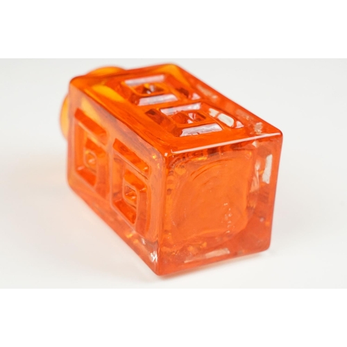 13 - Whitefriars Greek Key vase in the Tangerine colourway, from Geoffrey Baxter's textured glass range, ... 