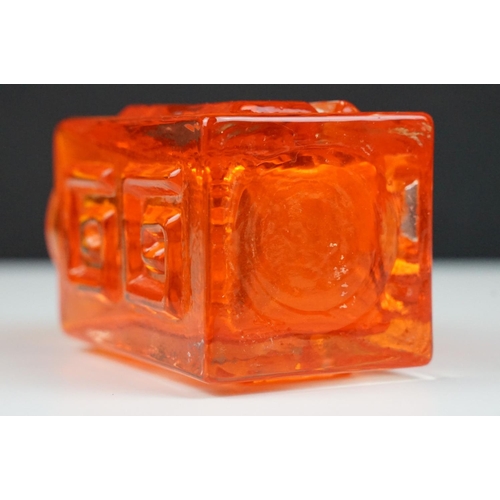 13 - Whitefriars Greek Key vase in the Tangerine colourway, from Geoffrey Baxter's textured glass range, ... 