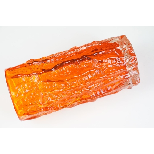 16 - Whitefriars Textured Bark cylindrical vase in the Tangerine colourway, pattern no. 9690, from Geoffr... 