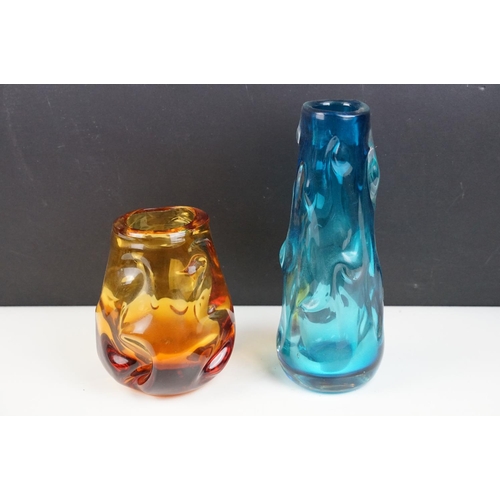 17 - William Wilson and Harry Dyer for Whitefriars - Two Knobbly range glass vases to include Kingfisher ... 