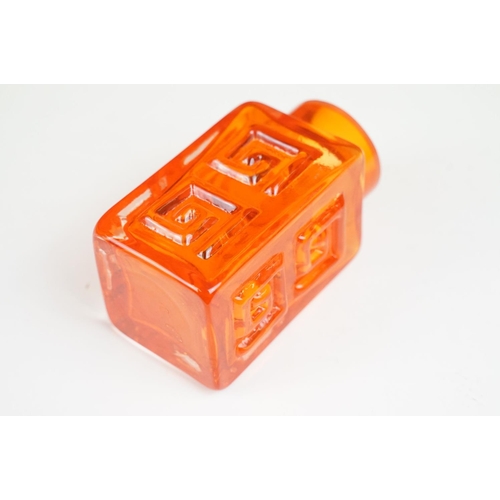 18 - Whitefriars Greek Key vase in the Tangerine colourway, from Geoffrey Baxter's textured glass range, ... 