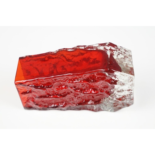 19 - Whitefriars Coffin Vase in the Ruby Red colourway, from Geoffrey Baxter's Textured Glass range, meas... 