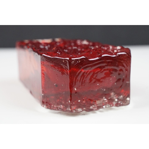 19 - Whitefriars Coffin Vase in the Ruby Red colourway, from Geoffrey Baxter's Textured Glass range, meas... 