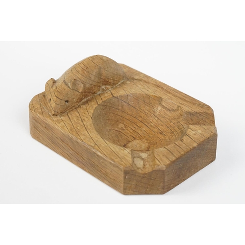 219 - A vintage Robert 'Mouseman' Thompson hand carved ashtray.