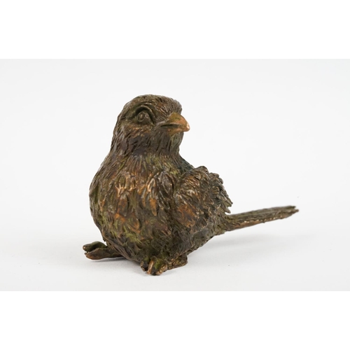 222 - Japanese Bronze figure of a Sparrow bird, approx 5cm long