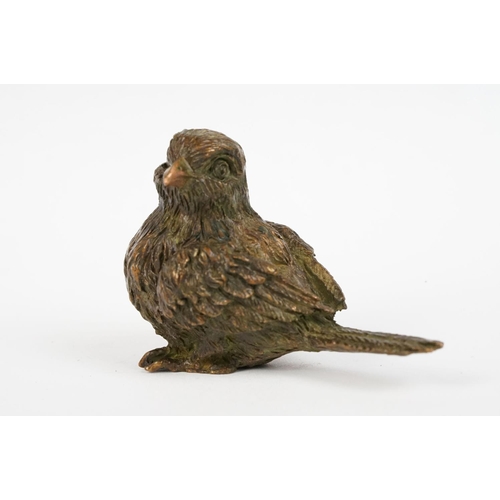 222 - Japanese Bronze figure of a Sparrow bird, approx 5cm long