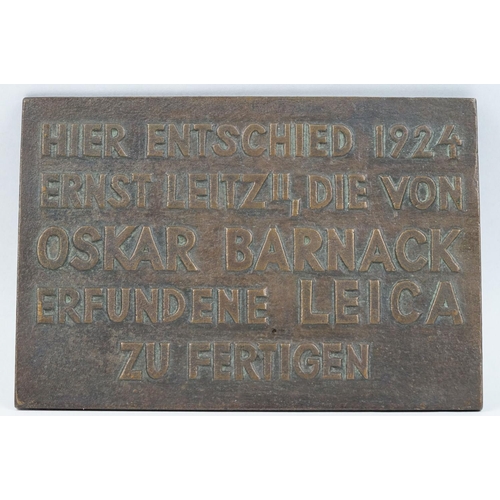 223 - Bronze Memorial Plaque ' Ernest Leitz 1924 ' for Leica Cameras