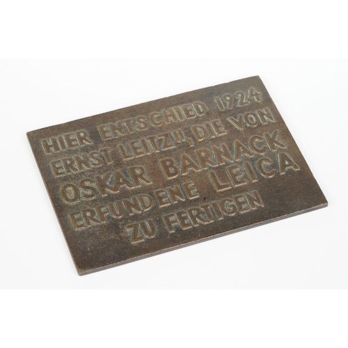 223 - Bronze Memorial Plaque ' Ernest Leitz 1924 ' for Leica Cameras