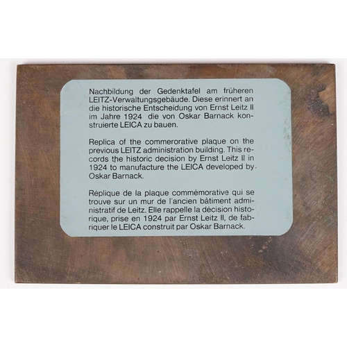 223 - Bronze Memorial Plaque ' Ernest Leitz 1924 ' for Leica Cameras