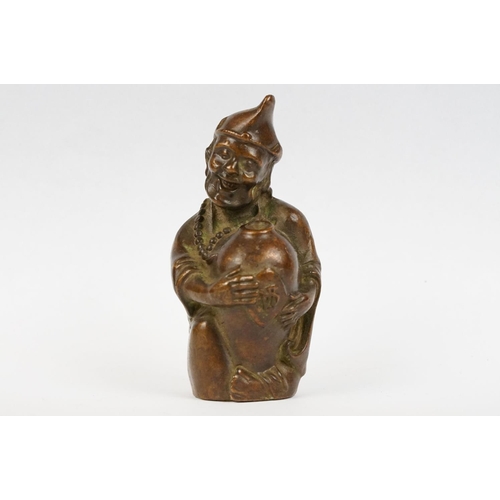 227 - A Chinese bronze Ji Gong Monk statue, stands approx 8cm in height.