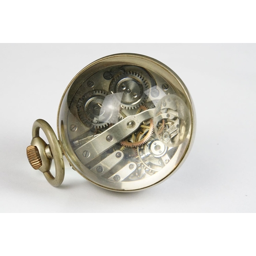 231 - A vintage glass globe table top pocket watch.