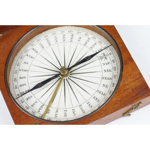 233 - An antique wooden cased travelling compass, the box marked Stanley, London.