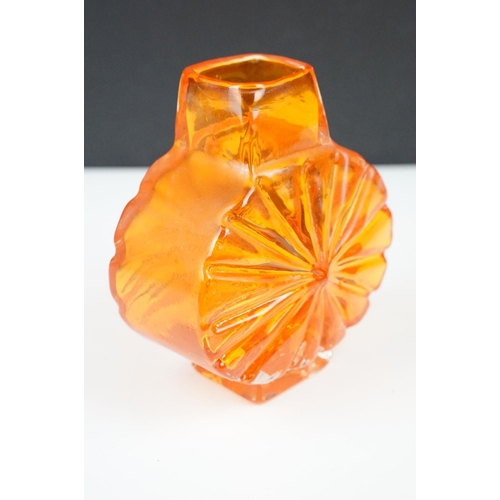 26 - Whitefriars Sunburst vase in the Tangerine colourway, pattern 9676, from Geoffrey Baxter's textured ... 