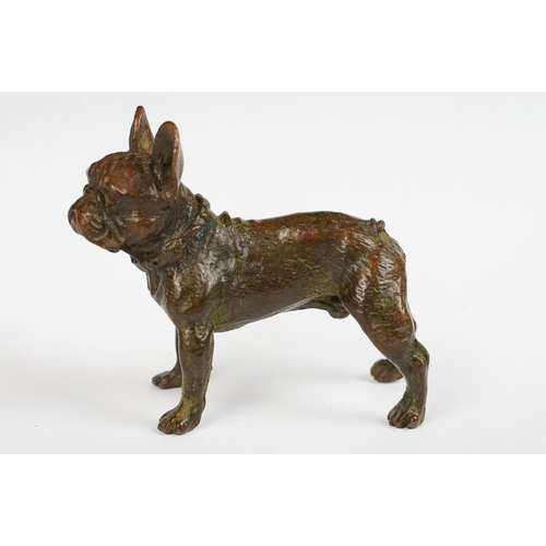 291 - An ornamental bronze figure of a French bulldog, stands approx 6cm in height.