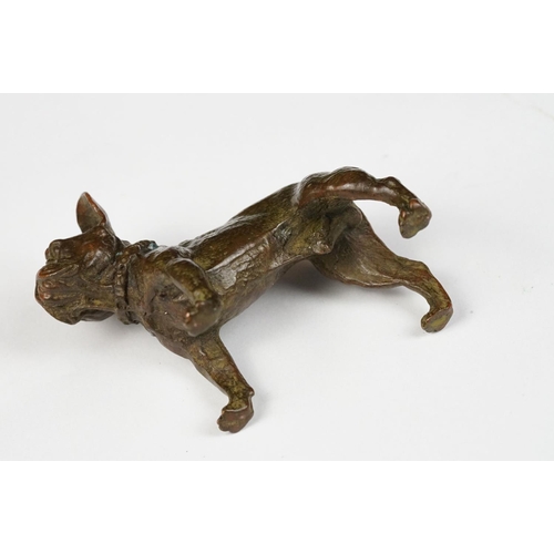 291 - An ornamental bronze figure of a French bulldog, stands approx 6cm in height.