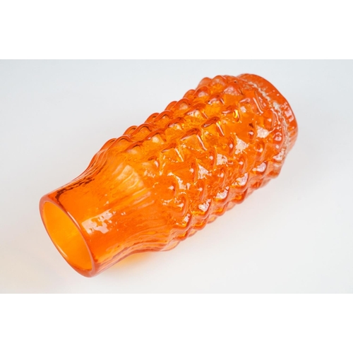 3 - Whitefriars Tangerine Pineapple Vase, pattern no. 9731, from Geoffrey Baxter's textured glass range,... 