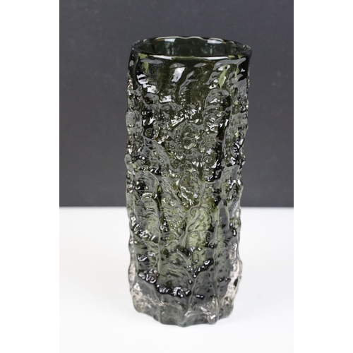 30 - Whitefriars Textured Bark cylindrical vase, in the Willow colourway, pattern 9690, from Geoffrey Bax... 