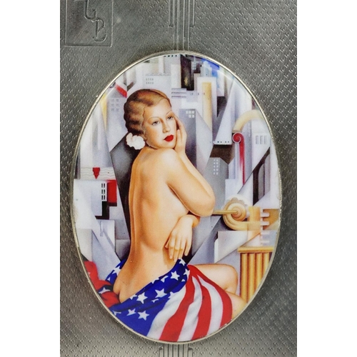 313 - Antique Silver Case with a later applied Nude enamel panel